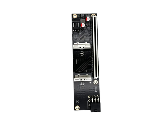 2 Port MCIO 5.0 to PCI-E 5.0 X16 Adapter Card with GPU 6Pin Power Port for Graphics Card Server