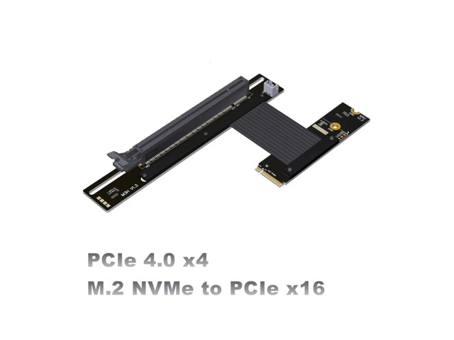 PCIe 4.0 M.2 NVME to X16 Riser Cable 90° Turn Graphics Card Extender for M.2 NVMe Key-M SSD Extension Gen4x4 M43UF