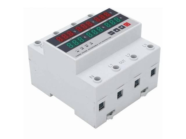 3 Phase Din Rail Voltage and Current Monitoring Relay with Adjustable Settings 100A