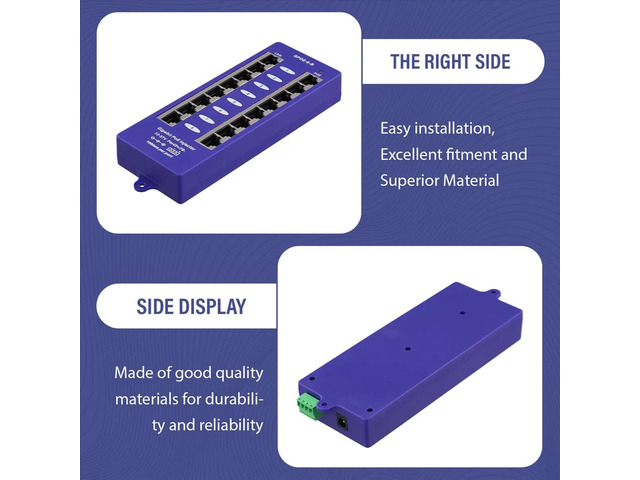 802.3af Mid-Span PoE Injector Mode B(4/5+,7/8-) Passive Gigabit 8 Port PoE Injector for UBNT CCTV Network
