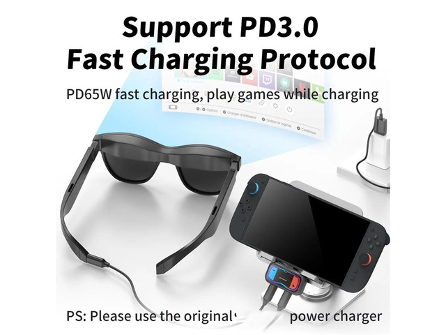 Direct Connection Converter 4K@60Hz USB C to AR Glasses and Charging Adapter for 2, Support HDR