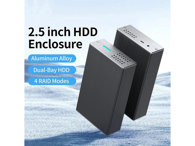 2.5 Inch Dual Bay Hard Drive Enclosure USB3.0 to 2.5' SATA I/II/III HDDs SSDs External Enclosure Support UASP