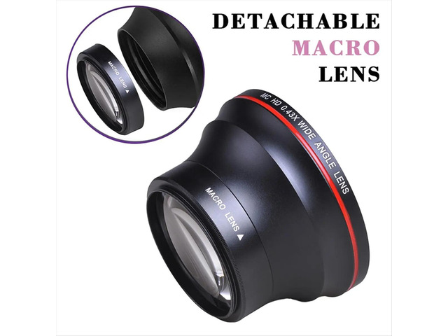 58MM 0.43X Professional HD Wide Angle Lens (w/Macro Portion) for 70D 77D 80D 90D Rebel T8i T7 T7i T6i T6s T6