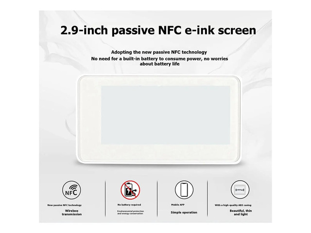 2.9inch Passive NFC-Powered E-Paper Display Battery-Free NFC Tag Screen Low Power E Ink Module for Smart Labels IoT