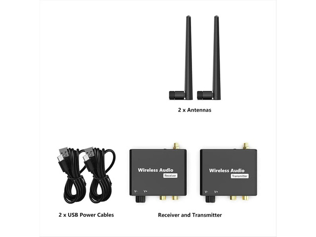 Audio Transmitter and Receiver, 2.4GHz Hi-Fi Audio Adapter Kit, 160FT/50M Distance Transmission