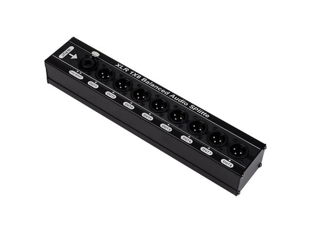 XLR 1x8 Balanced Audio Splitter 1 in 8 Out 3 Pin XLR Audio Splitter Audio Signal Splitter Box One Loop Output Audio Box