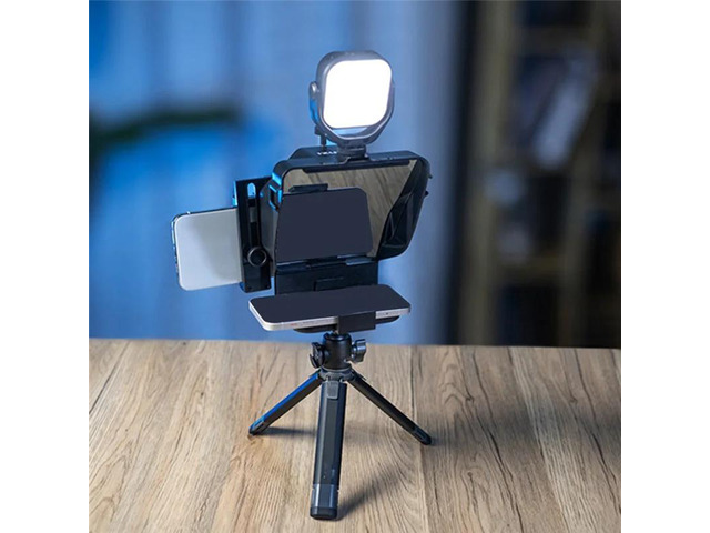 Teleprompter For Smartphones With Remote Control Phone Holder For Video Recording & Live Streaming