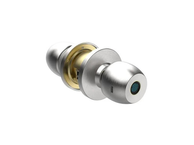 Tuya Fingerprint Safe Electronic Lock Door Handle Stainless Steel Round Knob Rotation Lock Doorknob