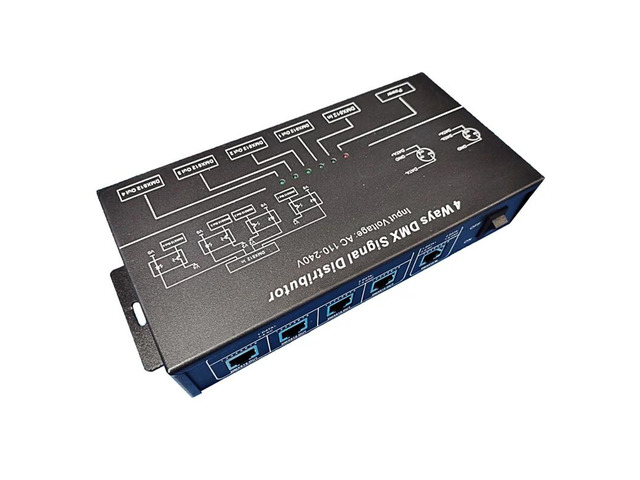 AC100V-240V Input DMX512 1 To 4 Hub DMX Signal Repeater Splitter 4 XLR-3 Output Distributor Power Amplifier EU Plug