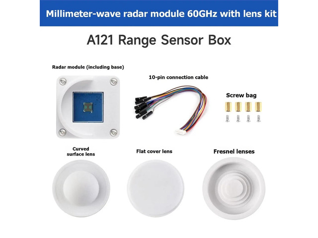 A121 Range Sensor 60GHz Millimeter-Wave Range Module with Fresnel Lens for Human Presence and Motion Detection