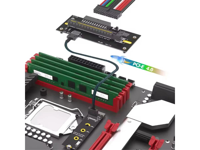 M 2 to PCIE 4.0 X16 Riser Cable with Oculink SFF-8612/8611 32G/Bps for M2 SSD M-Key 2242 2260 2280 PWR ATX 24PIN Power