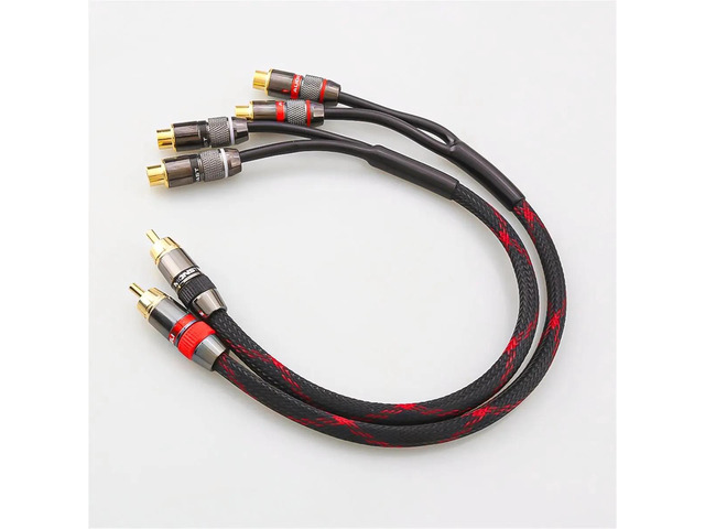 HiFi Y Splitter Audio Cable Male to 2 Female Plug Connector Adapters Cable Wire Cord for Amplifer 0.5m