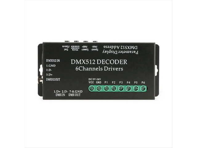 LED Lighting DMX512 Decoder, Console Dimmer RGB 6-Way,for Constant Dimmable Like LED Tap, Bar Light, LED Sources,Etc.