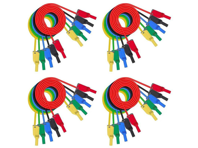 20PCS Banana Plug Silicone Test Leads 4Mm Fully Insulated Safety Shrouded Stackable Banana Plug Extension Cable