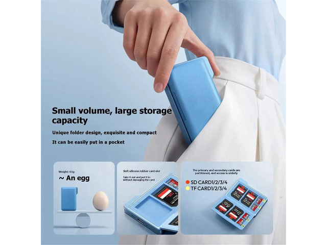 DC01 Memory Card Case Dual-Slot Simultaneous Card Reader for Camera Smartphone for Photography Travel Storage