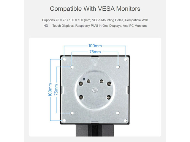 Mount Desktop Monitor Stand for 21.5' - 27' Monitors 75x75mm 100x100mm Mounting Holes Multi-Angle Adjustable