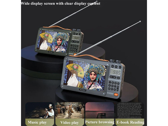 F51 Retro Video Radio Bluetooth Speaker All Band FM/MW/SW Radio Mp3 Music Player Subwoofer-Gray