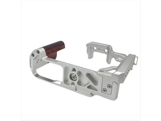Wood Handle Aluminum Alloy Camera Cage Stabilizer Rig for ZFC Cameras Silver