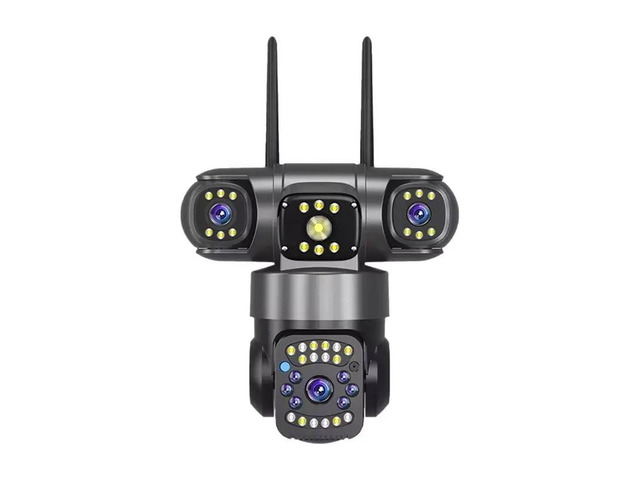 Three Lens PTZ IP Camera Triple Lens Auto Tracking CCTV Camera Wide Angle Remote Monitoring EU Plug