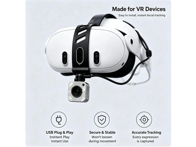 VRChat Wireless/Wired Face Tracker 16g Ultra-Light VRChat IR Camera 3D Printed for VR Motion Capture for Quest2