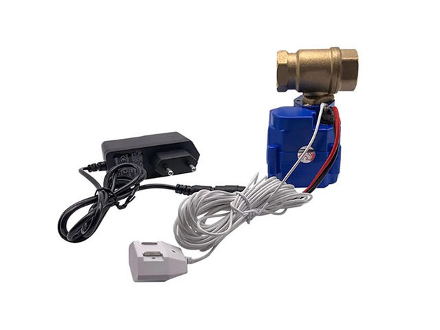 Simple Water Leak Prevention System Form with Brass Valve 3/4' (DN20) and 1pc 6 Meter Water Sensor, for EU PLUG