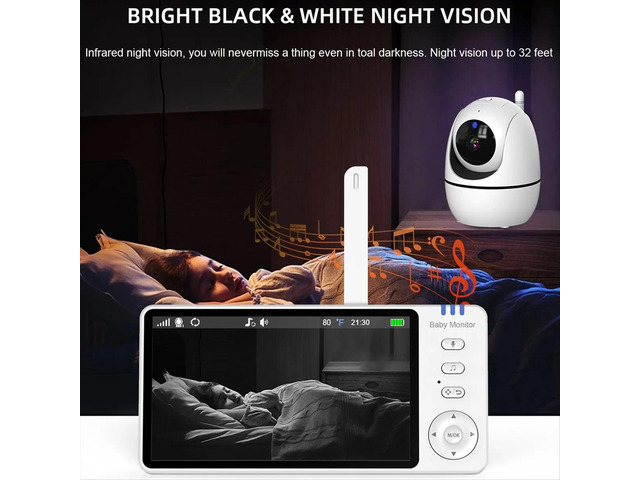 5 Inch Video Baby Monitor Indoor Two-Way Audio Mother Kids Surveillance 2.4G Mini PTZ Home Security Cam