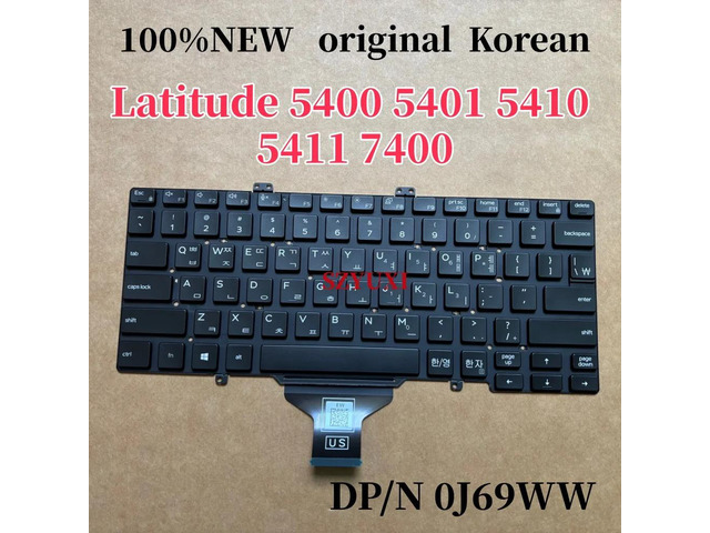 100%KOR Korean For Latitude 5400 5401 5410 5411 7400 laptop keyboard No-backlight J69WW 0J69WW