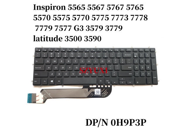 US For Inspiron 5565 5567 5767 5765 5570 5575 5770 5775 7773 7778 7779 7577 latitude 3500 3590 keyboard H9P3P no-BL