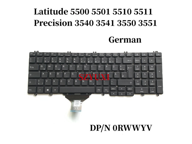 100%Germany GR For Latitude 5500 5501 5510 5511 Precision 3540 3541 3550 3551 Laptop Keyboard RWWYV NSK-EXBUC