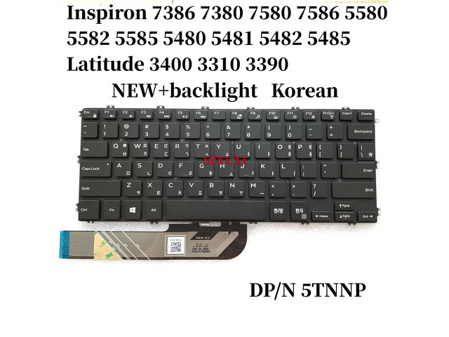 Korean Backlit For Inspiron 7386 7380 7580 7586 5580 5582 5585 5480 5481 5482 5485 Latitude 3400 3310 Keyboard 5TNNP