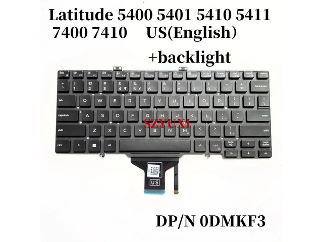 100%US English For Latitude 5400 5401 5410 5411 7400 7410 laptop keyboard backlight DMKF3 0DMKF3