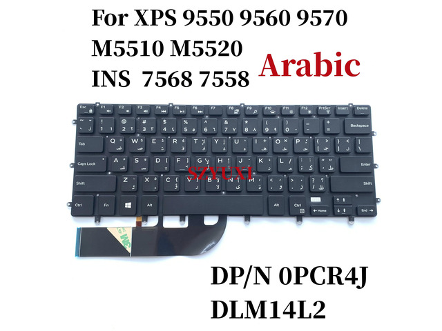 100%Arabic English For XPS 9550 9560 9570 M5510 M5520 7568 7558 laptop keyboard backlight DLM14L2 PCR4J 0PCR4J