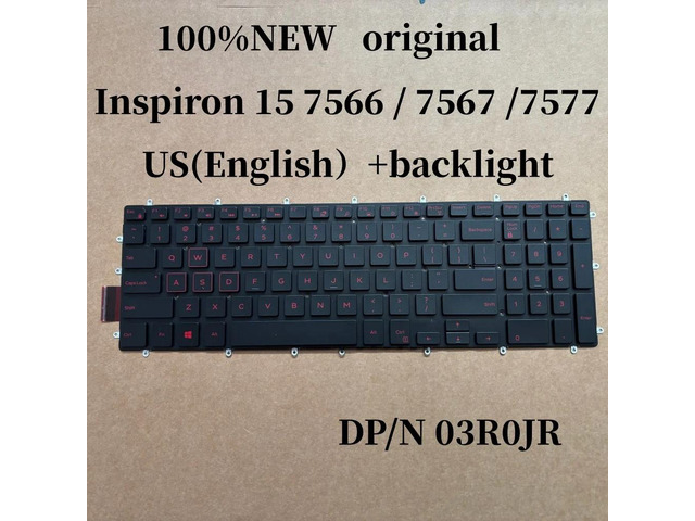 100%US ENGLISH For Inspiron 7577 7567 7566 G3 3590 3500 3579 G5 5500 5590 7590 laptop keyboard Backlit 3R0JR 03R0JR