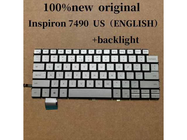 100%US English For Inspiron 7490 laptop keyboard with backlight silver 2PYG9 02PYG9