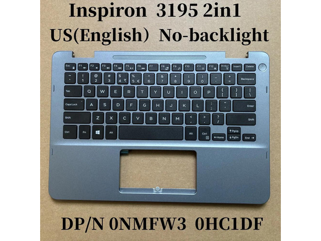 100%US English For Inspiron 3195 2IN1 Laptop Keyboard Palmrest Assembly TOP COVER No-backlight HC1DF NMFW3