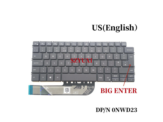 100%UK English big ENTER For Inspiron 13 5390 5391 7391 14 5490 5491 7491 5498 7490 5493 Laptop keyboard Backlit NWD23