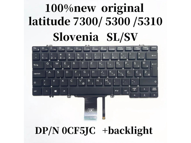 100%Slovenia SL SV For Latitude 7300 5300 5310 2in1 keyboard with backlight CF5JC 0CF5JC