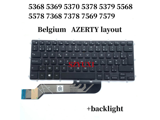 100%Belgium For Inspiron 13 5368 5369 5370 5378 5379 5568 5578 7368 7378 7569 7579 Keyboard Backlit PGKG9