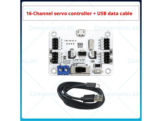 16 Channel Servo Controller Overload Protection PWM Servo Driver Board TTL USB for Robot Robotic Arm DIY Maker Project