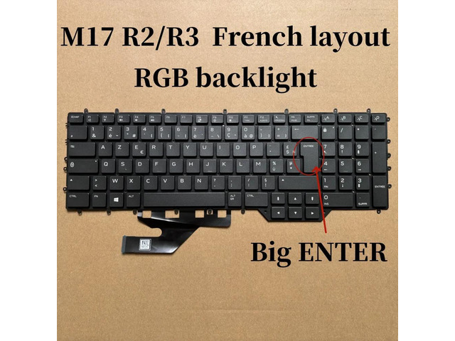 100%FR French For M17 R2 R3 Laptop Keyboard with RGB Backlight KM9VD 0KM9VD
