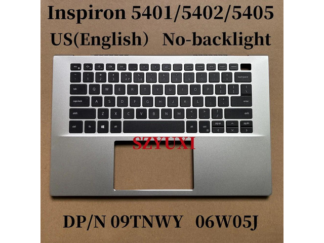 100%US For Inspiron 5401 5402 5405 laptop keyboard Palmrest Assembly TOP cover C case No-backlight 9TNWY 6W05J