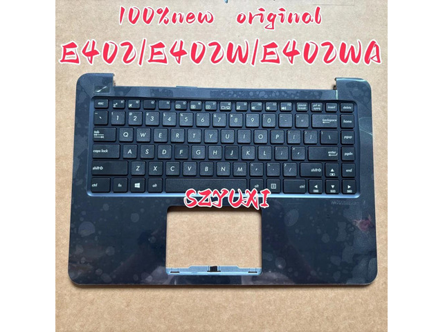 100%US English For E402 E402W E402WA Laptop keyboard Palmrest Assembly top cover C case BLUE 90NB0HC3