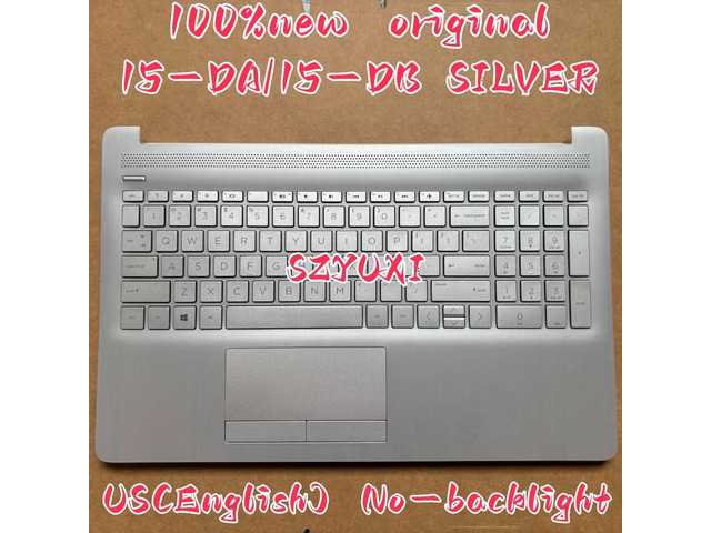 100%US English silver For15-DA 15-DB 15-DA000 15-DB000 laptop keyboard Palmrest Assembly TOP cover No-backlight
