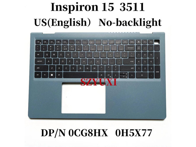 US English For Inspiron 3510 3511 3515 3520 3525 laptop keyboard Palmrest Assembly TOP cover No-backlight H5X77 CG8HX