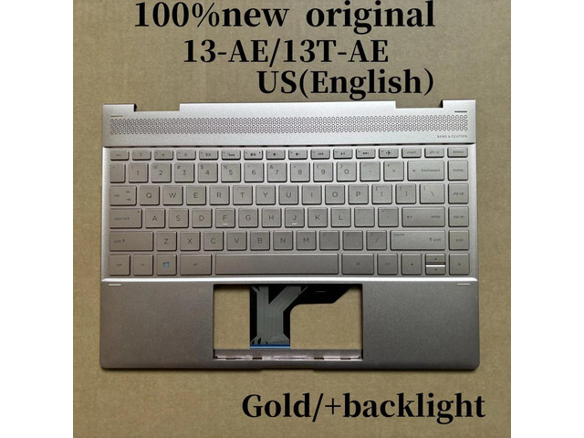 100%US English GOLD ForSPECTRE 13-AE 13T-AE keyboard Palmrest Assembly with backlight