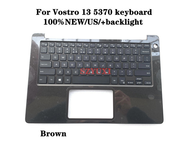 100%US English For Vostro 13 5370 Palmrest Backlit Keyboard Assembly top cover C case Brown CGKXR C7C19