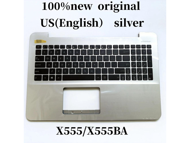 100%US English For X555 X555BA Laptop keyboard Palmrest Assembly top cover C case silver 90NB0D22