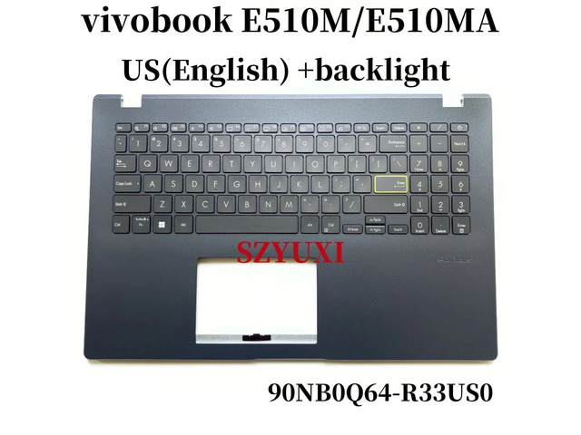 100%US English For vivobook E510 E510M E510MA laptop keyboard Palmrest Assembly TOP cover C case backlight 90NB0Q64