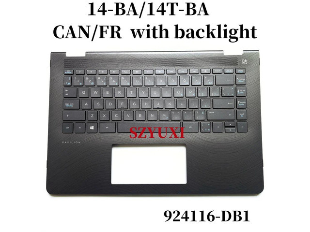100%CAN/FR Forpavilion 14-BA 14T-BA Laptop Keyboard Palmrest Upper TOP Cover with backlight 924116-DB1