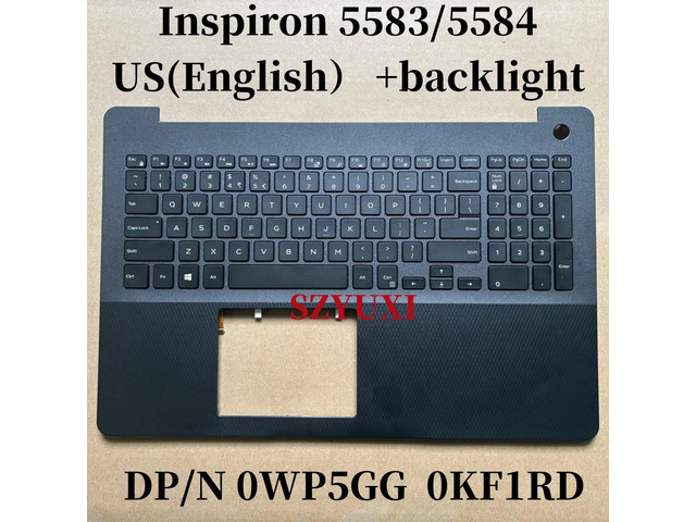 100%US English For 5583 5584 laptop keyboard Palmrest Assembly TOP cover W/backlight WP5GG KF1RD
